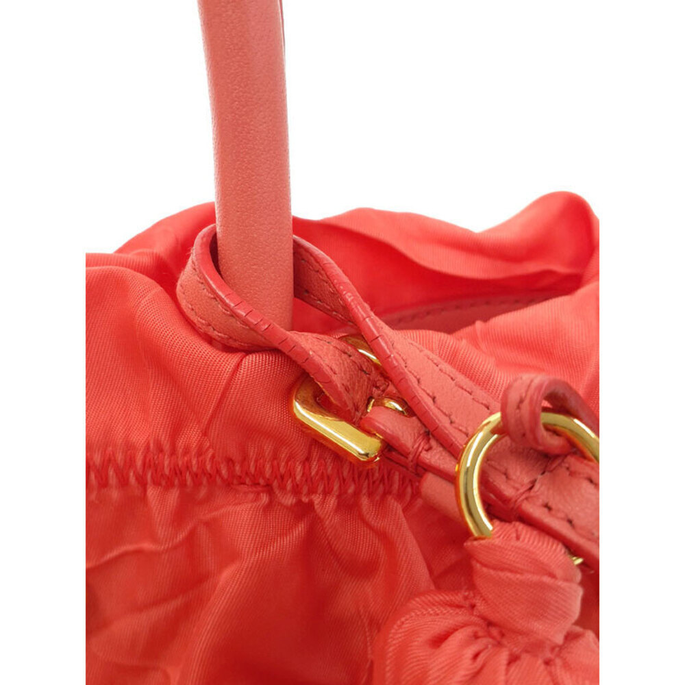 Prada coral handbag nylon Orange gathered - Picture 9 of 9